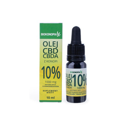 Olej z konopi 10% 1000mg C.B.D+C.B.D.A 10ml Biokonopia
